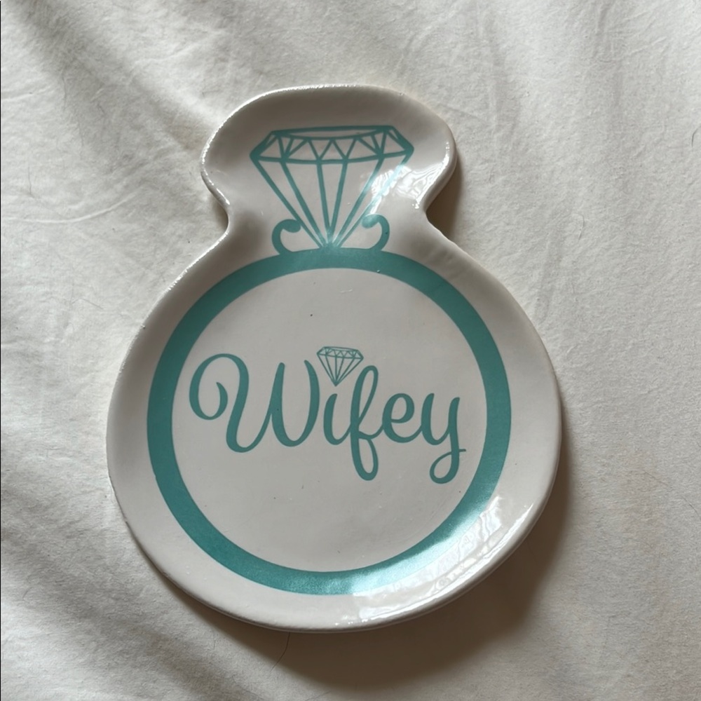 Wifey Ring Dish with Teal Design